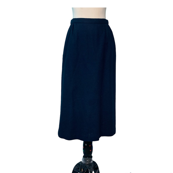 Stanley Blacker vintage wool lined blue midi skirt size 6 - Picture 1 of 9